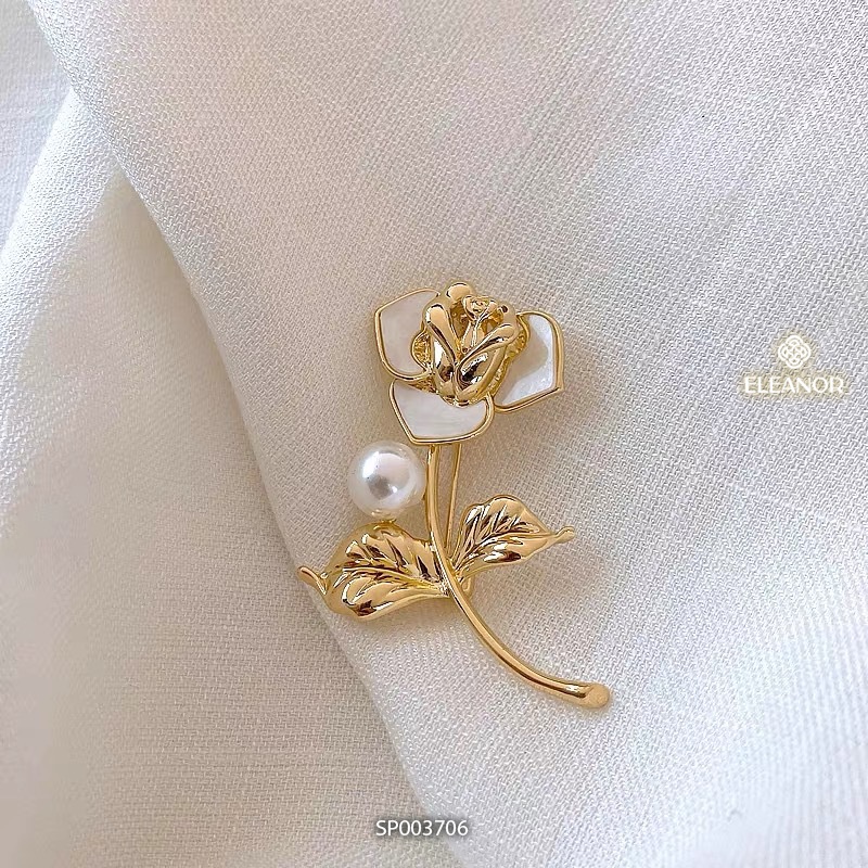Ghim cài áo nam nữ Eleanor Accessories hình hoa ngọc trai nhân tạo phụ kiện thời trang 3706