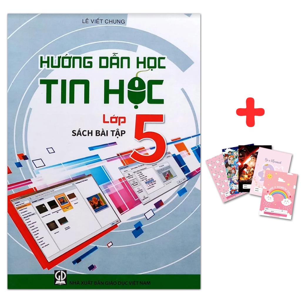 Sách - Bài Tập Hướng Dẫn Học Tin Học Lớp 5 kèm 5 cuốn vở ô ly 100gsm 48 trang