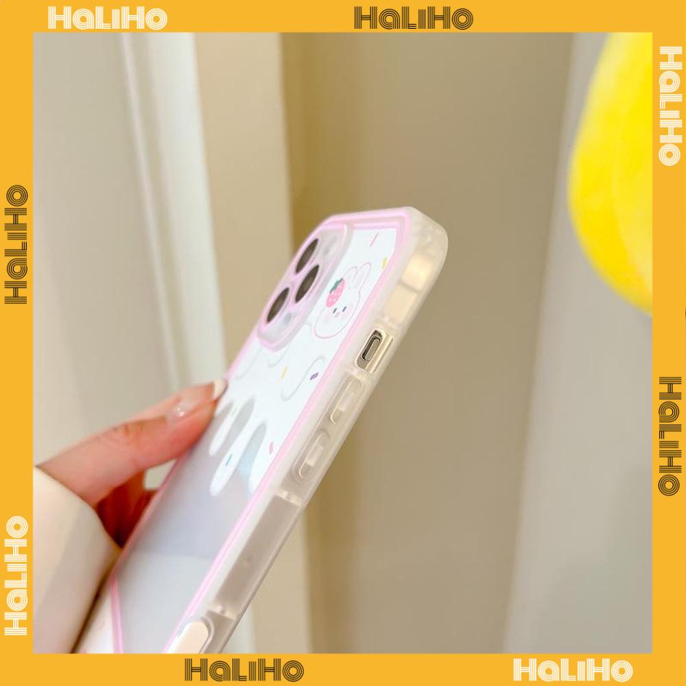 iPhone Case Acrylic Invisible Folding Stand Silicone Soft Case Airbag Shockproof Cover Camera Cream Bunny Cute Compatible For iPhone 11 Pro Max 13 Pro Max 12 Pro Max 7Plus xr XS