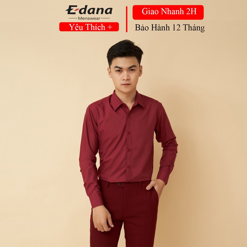 Áo sơ mi nam [Tiền Nào Của Nấy] Edana Menswear dài tay chất lụa trơn dáng ôm, co dãn không nhăn, cho cân nặng 45-75kg