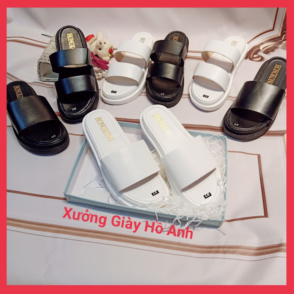 Dép Nữ Quai Ngang Đế Bánh Mì Trơn Chặt Đế 3P- 5P Siêu Nhẹ Cực Êm Da Mềm Tôn Dáng