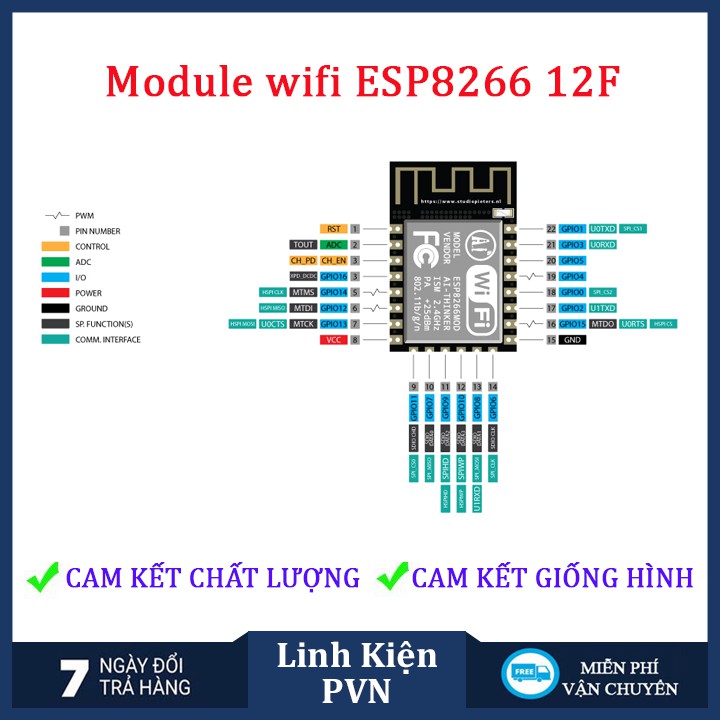 ✅ [BẢO HÀNG 6 THÁNG] Module thu phát wifi ESP8266 12E/12F  dành cho sinh viên lập trình | BigBuy360 - bigbuy360.vn