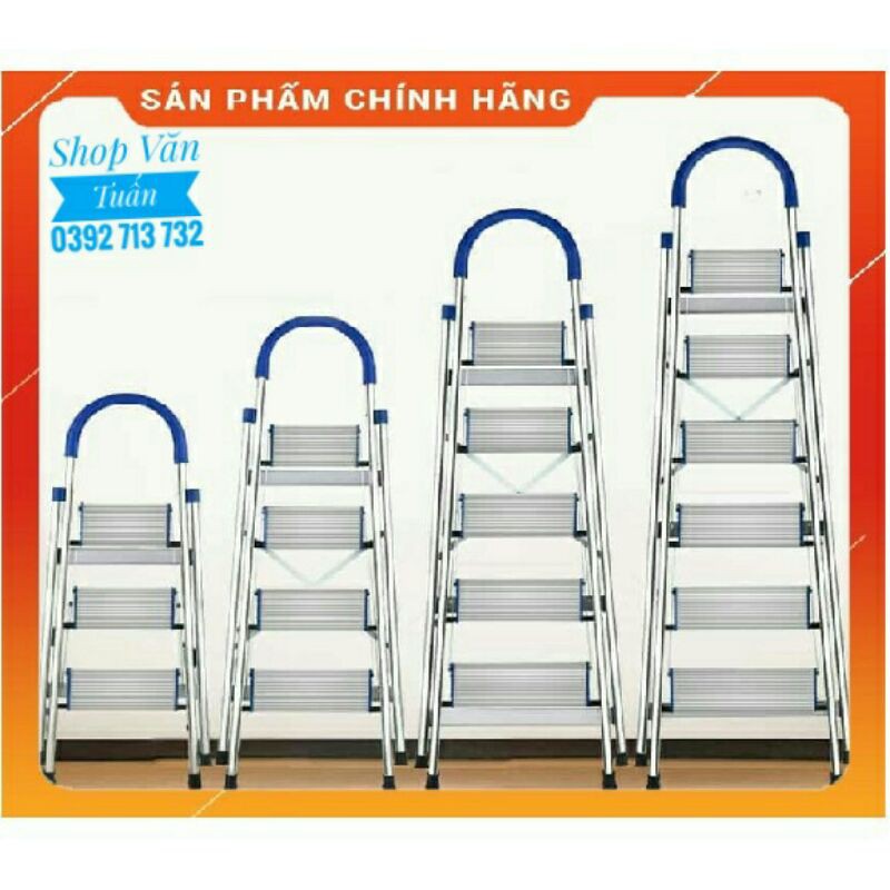 Thang Nhôm Ghế NIKITA tay Vịn 4,5,6,7 Bậc - Cao 0.95m-1.7m. CHÍNH HÃNG