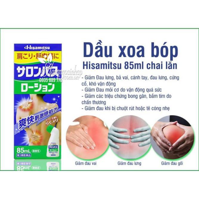 Lăn giảm đau Salonpas Hisamitsu 85ml dầu xoa bóp giảm đau Hàng Nhật Nội Địa maneki