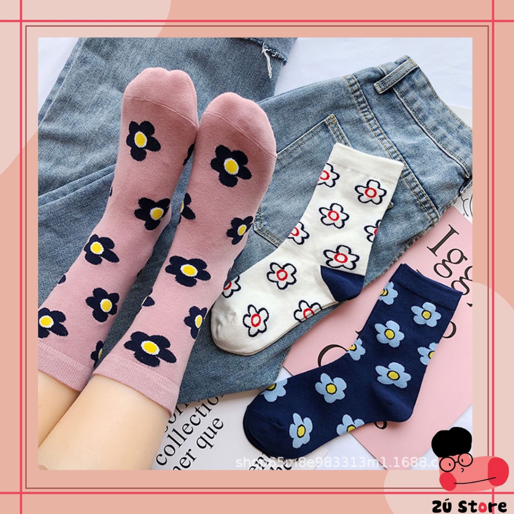 Vớ hoa CỔ CAO giữa bắp chân - dòng unisex có sẵn.
