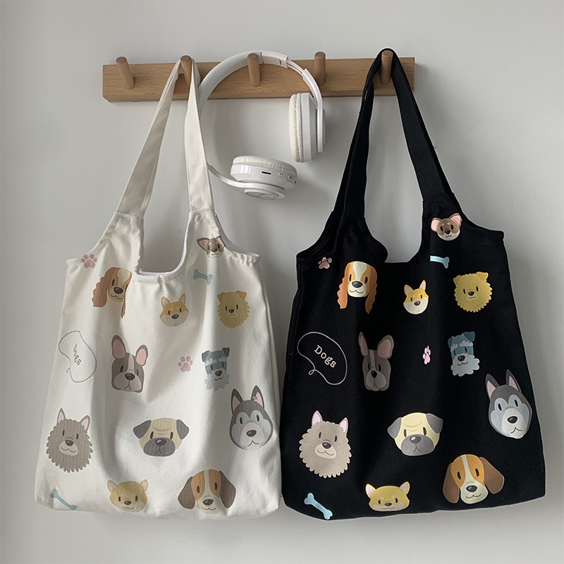 Túi Tote Đeo Vai Vải Canvas Kiểu Retro Harajuku Cá Tính Cho Nữ