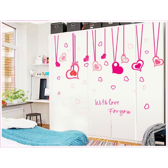 Decal trang trí Trái tim dây hồng With Love For You