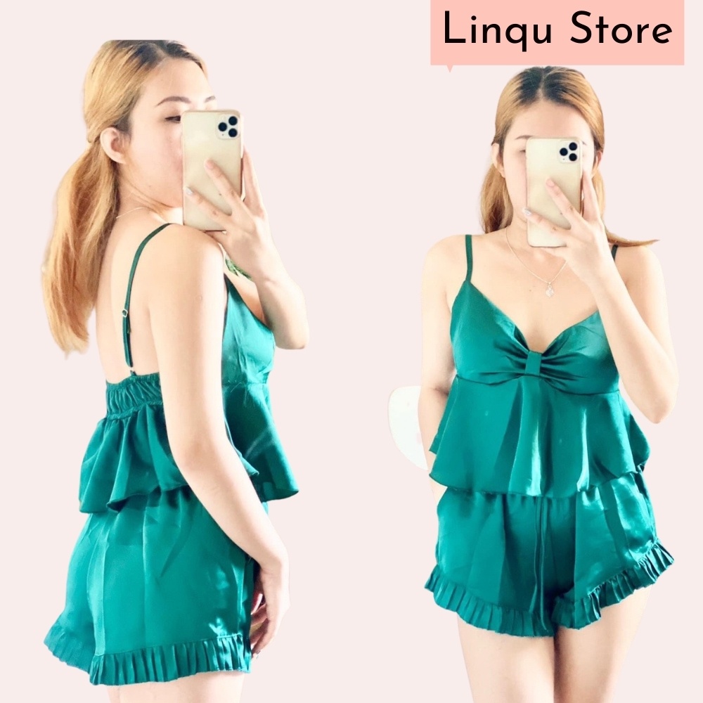 Đồ ngủ sexy bộ ngủ 2 dây gợi cảm chất lụa Satin Freesize - Linqu Sleepwear