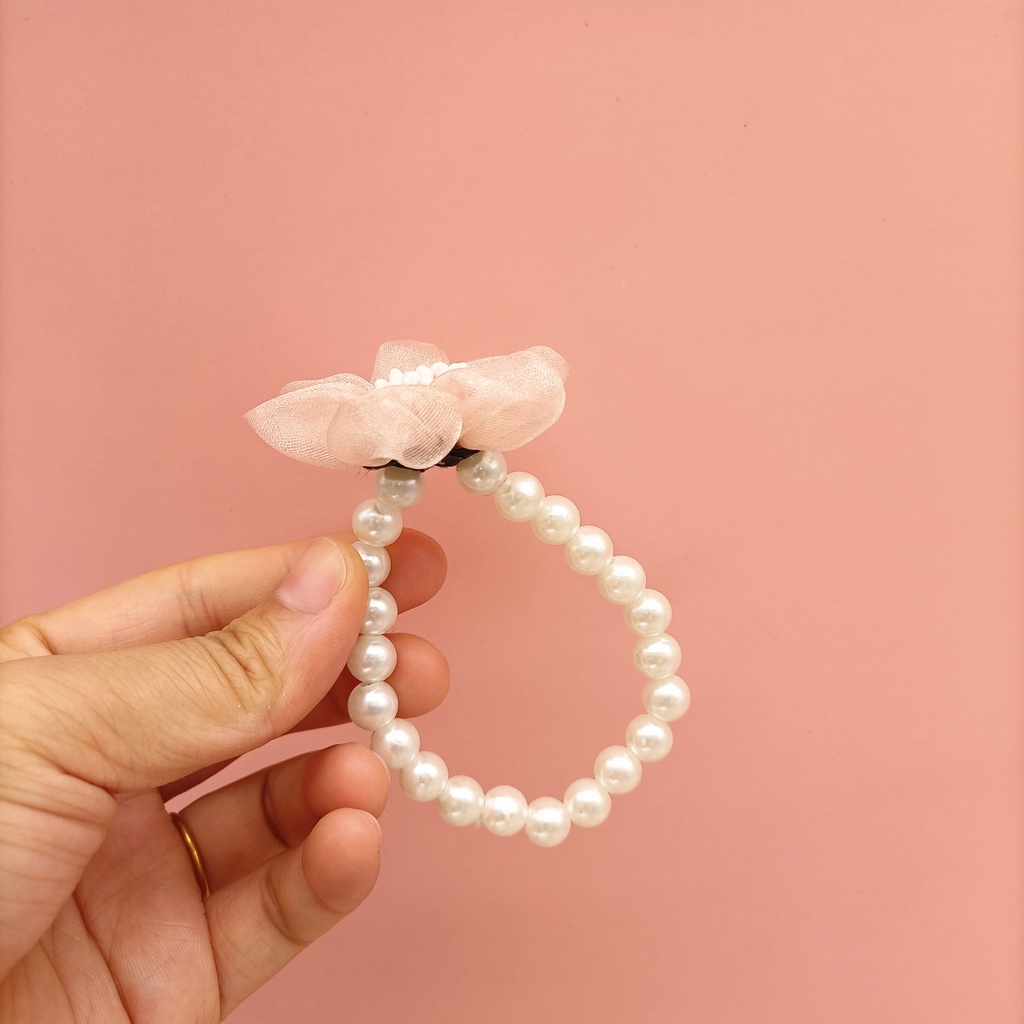 Cột tóc hạt châu đính hoa vải handmade thời trang nữ tính hàn quốc CT02