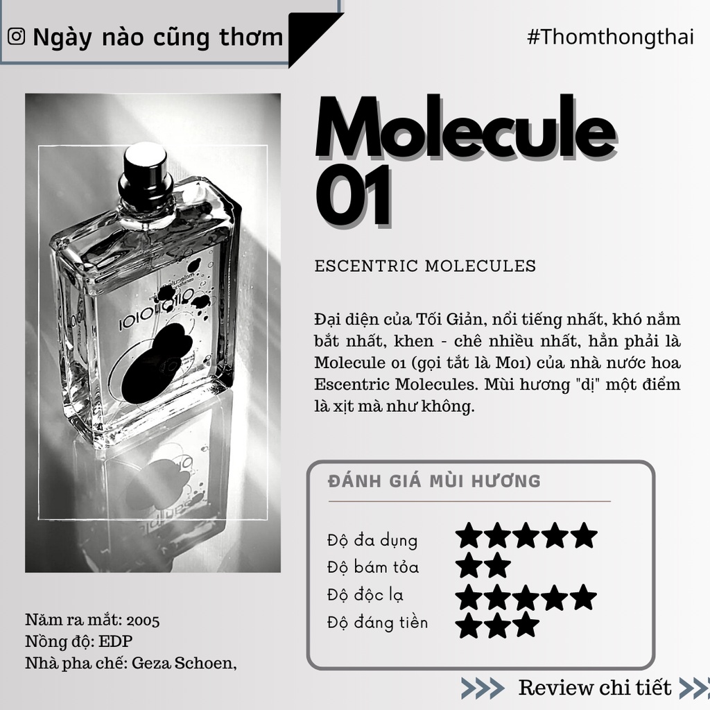 Thơm một chút - Nước hoa Escentric Molecule 01 (Mẫu thử 10ml)