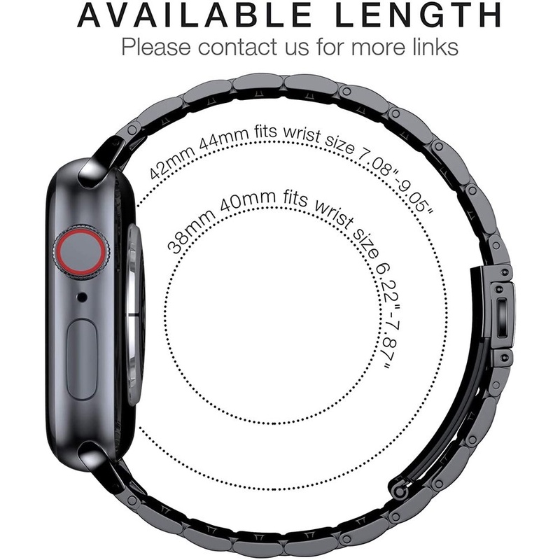 Dây Đeo Thay Thế Chất Liệu Thép Không Gỉ Màu Đen/Bạc Cho Apple Watch Wach 38-44mm 6 5 4 3 304