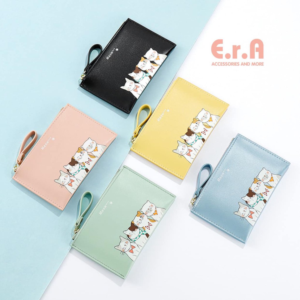 [Ảnh thật] Ví/ Bóp Da Nữ Ngắn Cầm Tay ERASHOP 077288 - Meow Xinh, Đơn Giản, Kute, Nhiều Ngăn, Rẻ Đẹp