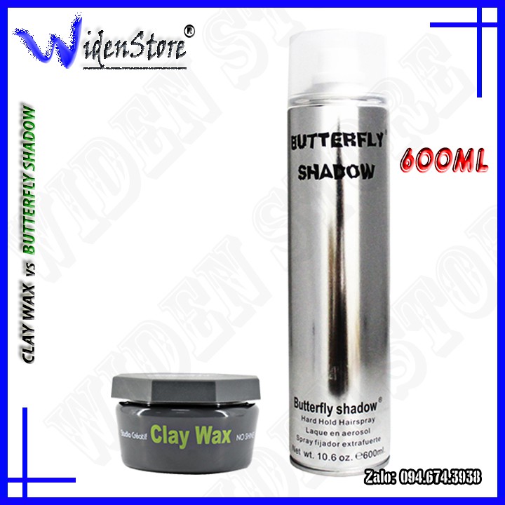 Combo sáp vuốt tóc Clay Wax và gôm xịt tóc Butterfly Shadow 600ml