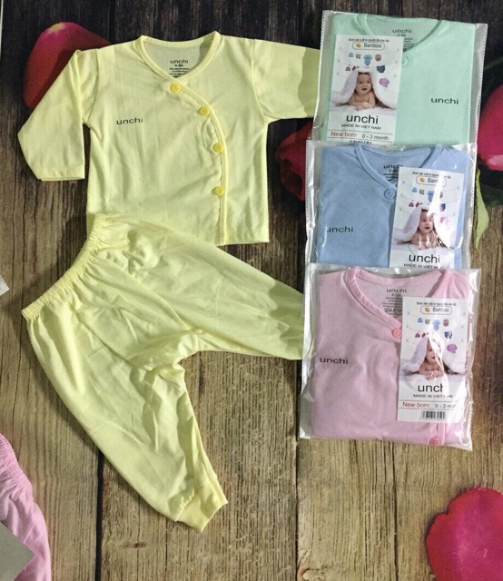 Bộ quần áo bé trai gái sơ sinh dài tay vạt chéo cotton UNCHI LeeLee Kids khuy lệch cho bé 3 4 5 6 7 8 9 kg - 2X MART