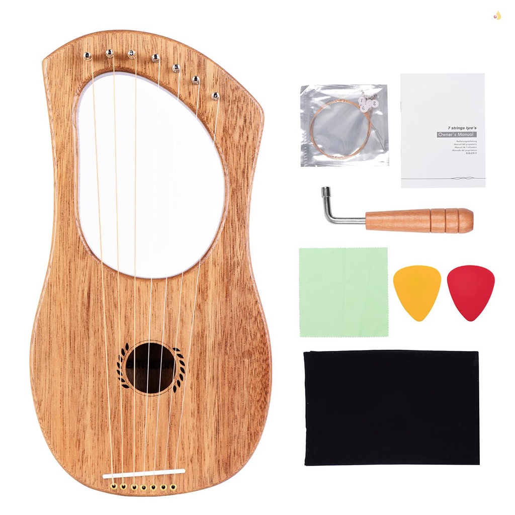 Set 7 Dây Đàn Lyre Harp Cổ Điển Kèm Túi Đựng/Dụng Cụ Cờ Lê/ Khăn Lau/Khăn Lau