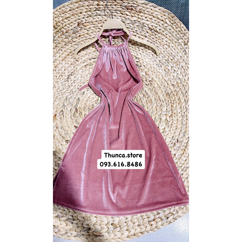 Đầm cổ yếm body hở lưng sexy, váy hở vai quyến rũ Thuncastore D116