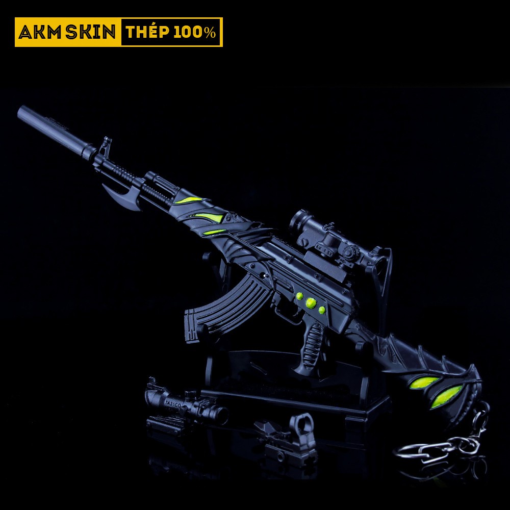 Mô Hình PUBG AKM Skin Black Dragon Tặng Kèm 3 Scope Và Kệ Trưng Bày 19cm