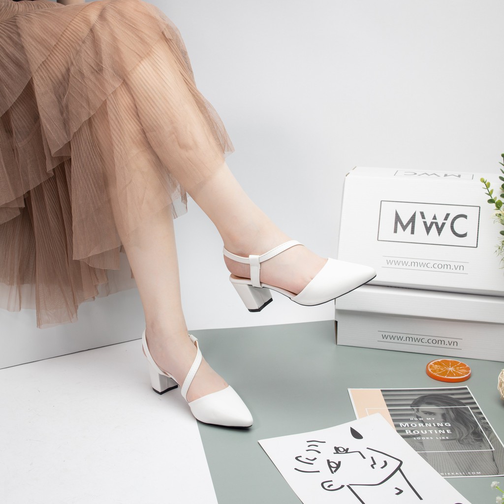 Giày Sandal Cao Gót MWC Đế Vuông 5CM Quai Chéo Siêu Xinh NUCG- 3593