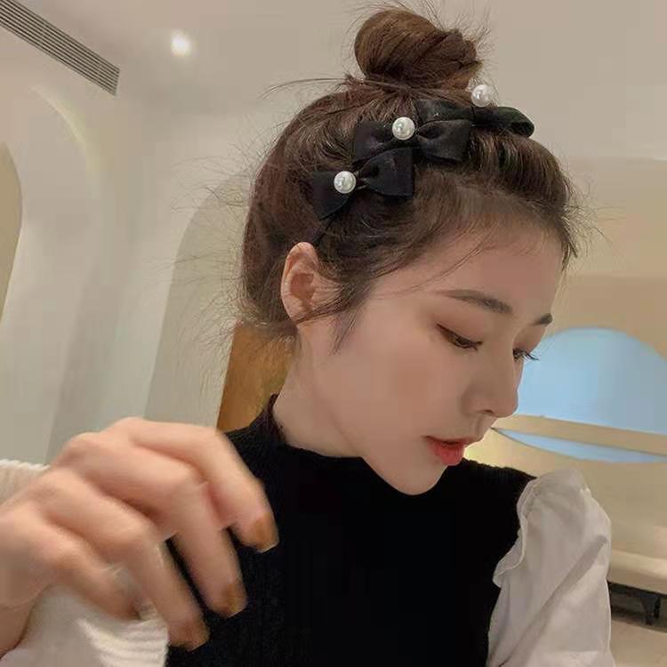 Băng Đô Cài Tóc Đính Nơ Ngọc Trai Thời Trang Hàn Quốc