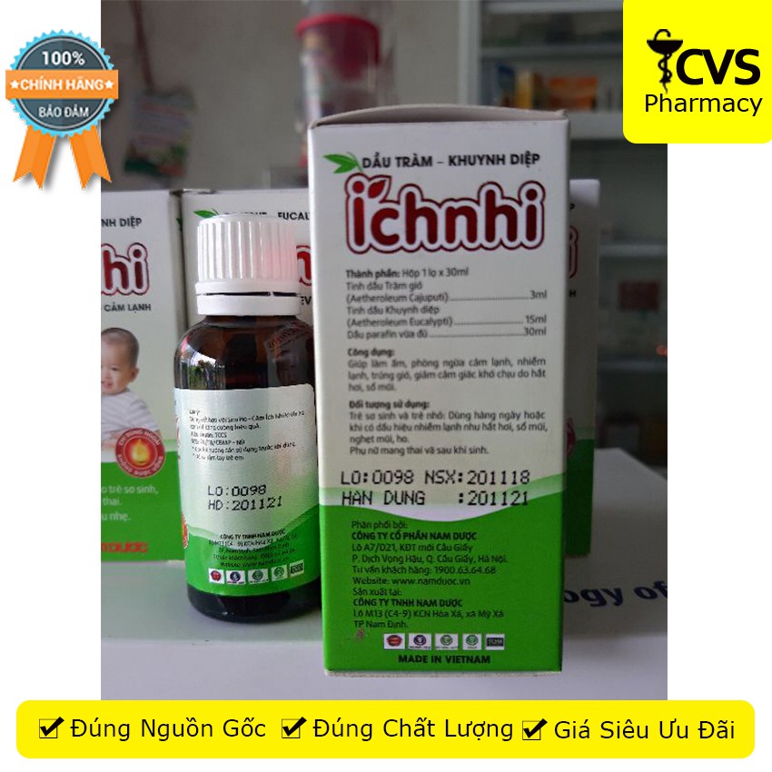 Dầu Tràm Khuynh Diệp Ích Nhi - Giúp làm ấm, phòng ngừa cảm lạnh, giảm ho, hắt hơi, nghẹt mũi - cvspharmacy