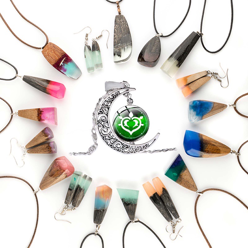 Vòng Cổ Mặt Thủy Tinh Cabochon Hình Nhân Vật Trong Game Genshin Impact Eye of God Game 7 Elements