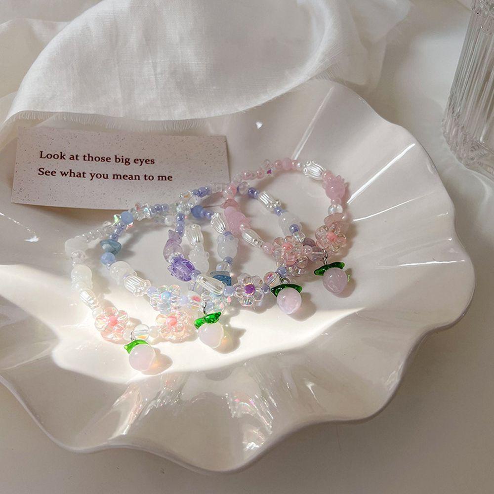 Vòng Tay Chuỗi Hạt Hình Hoa Tulip Thiết Kế Đơn Giản Phong Cách Cổ Điển Thời Trang Cho Nữ