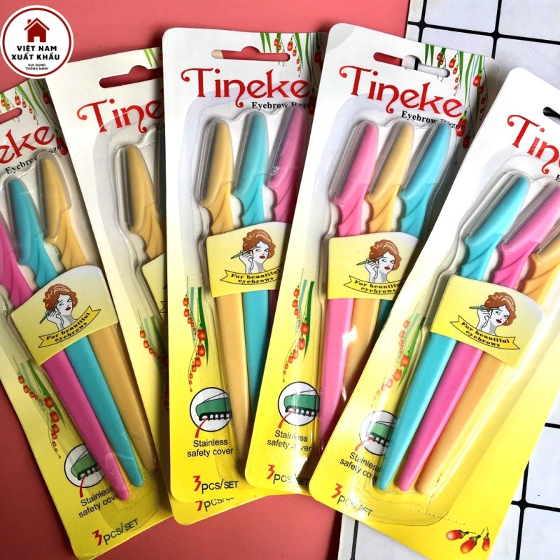Dao Cạo Lông Mày Tineke Tiện Lợi Bộ 3 Cái