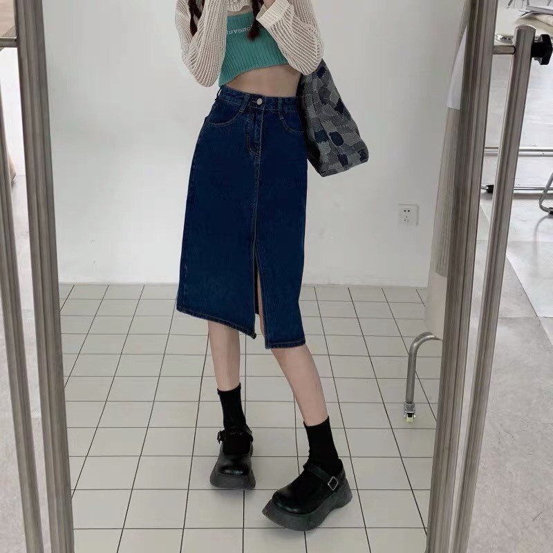 CHÂN VÁY JEAN XANH XẺ DÀI QUA GỐI_A4