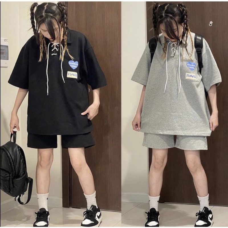 Áo thun cotton tay lỡ unisex - - BỘ POLO KHUYÊN DÂY TÚI NG.ỰC - - mẫu hot 2022