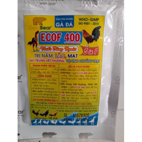 [Giá rẻ] Zero Mite, Ecof 400, [1 gói x 10g] - Dầu Tắm Gà Đá Phòng  Mồng Mạc Nấm Vi Khuẩn Vi Rút