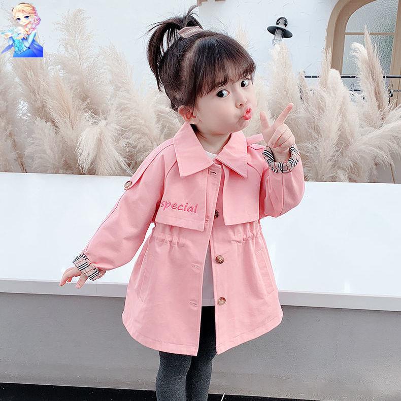 Áo Khoác Gió Dáng Dài Thời Trang Xuân Thu Hàn Quốc Mới Cho Bé Gái 2021