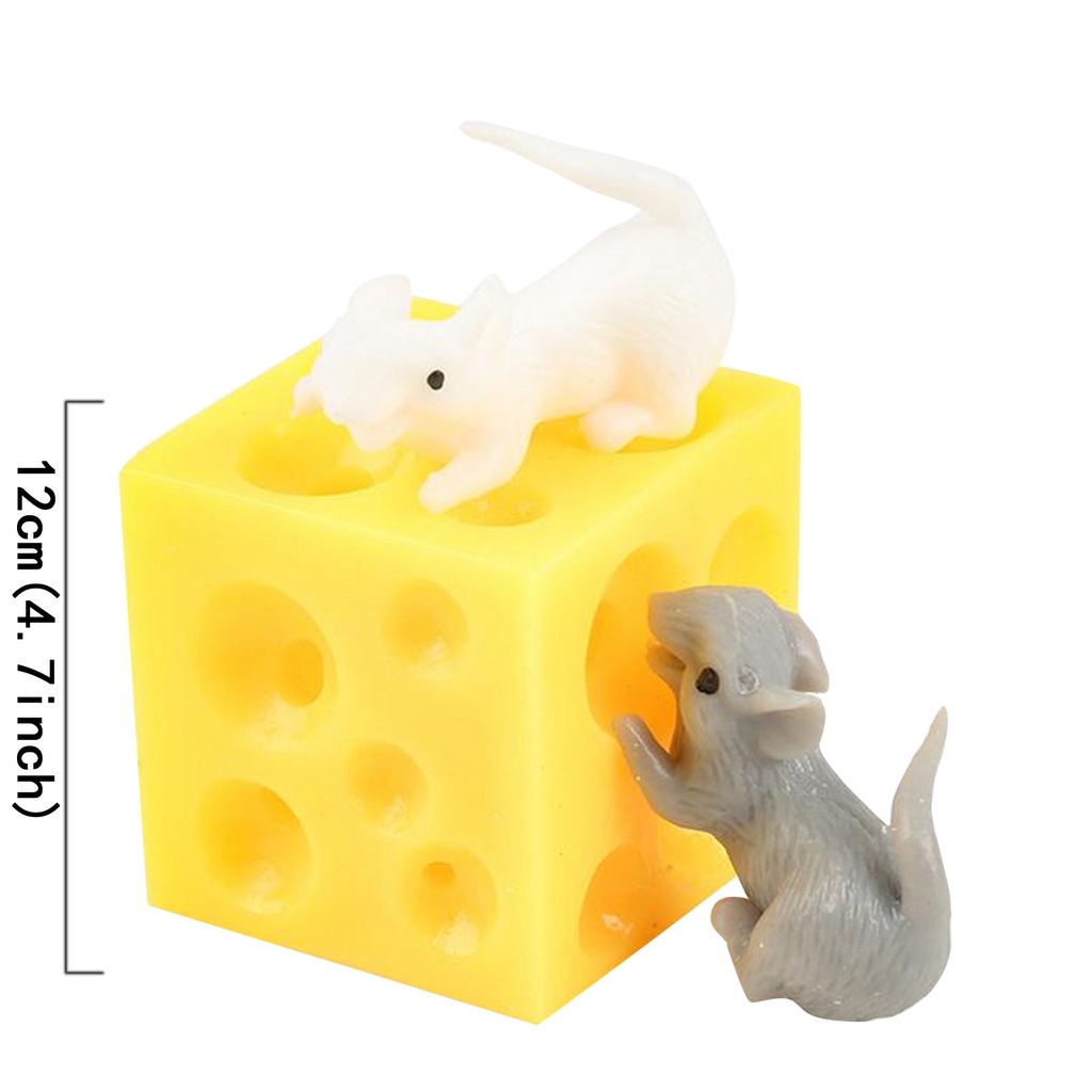 Đồ chơi bóp dẻo hình chú chuột và phô mai vui nhộn giải tỏa căng thẳng