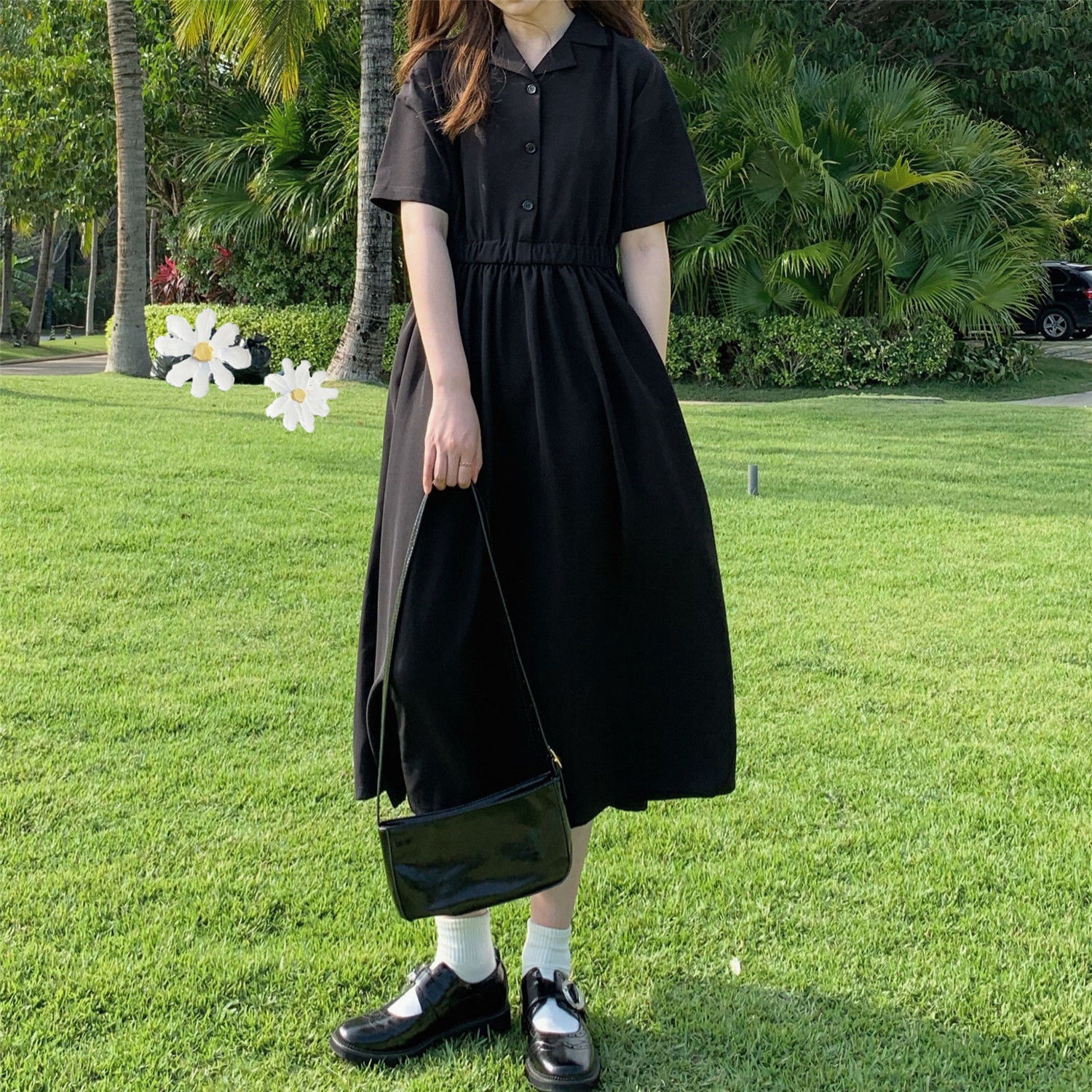  Đầm Tay Ngắn Cổ Vest Phong Cách Hàn Quốc | BigBuy360 - bigbuy360.vn