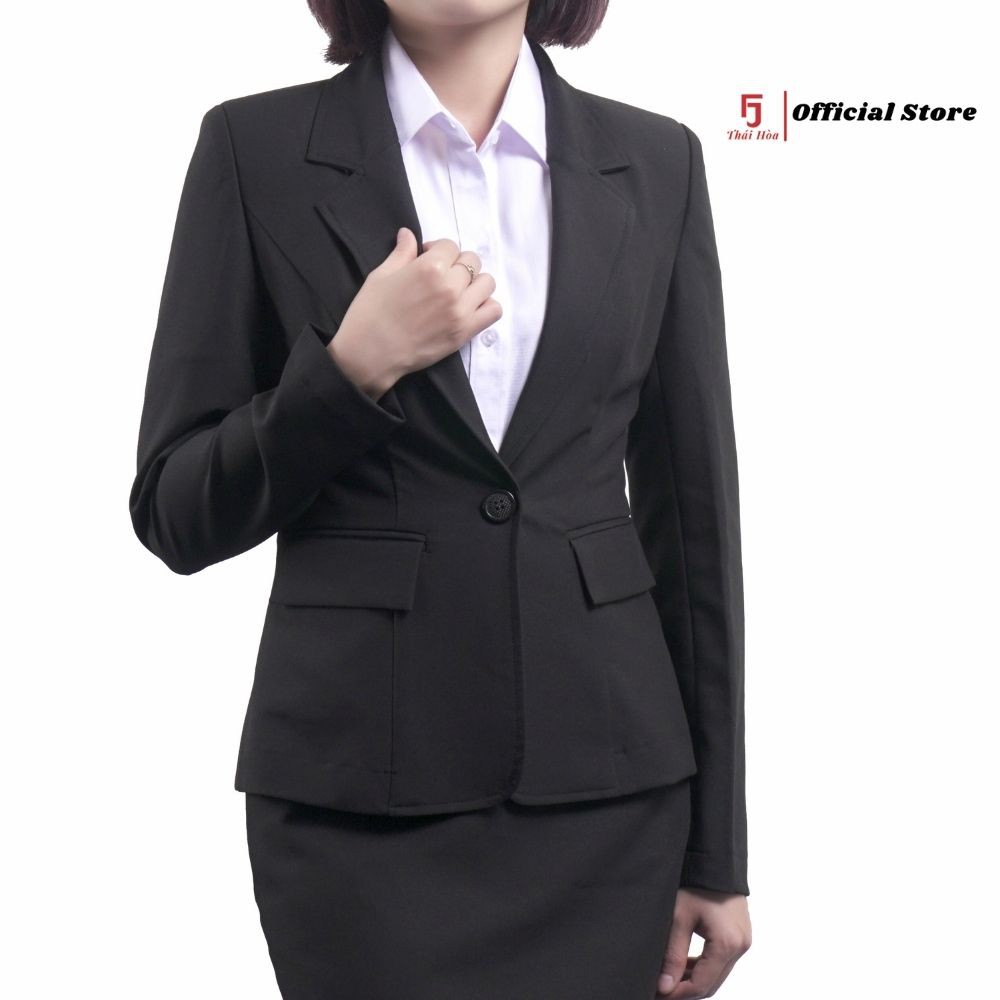 Áo vest nữ Thái Hòa V23, Vest công sở nữ chất liệu cotton, thời trang hiện đại