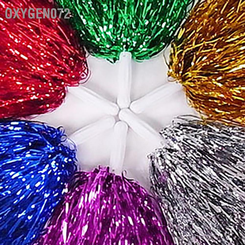 Oxygen072 Cheerleading Pom Poms with Straight Handle Team Spirit Cheering Props for Aerobics Dancing School Sports Game