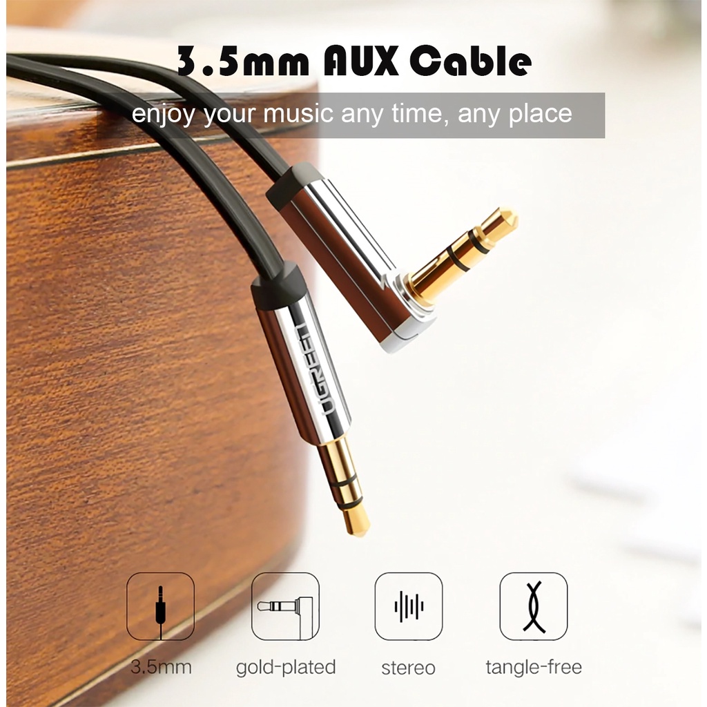 Cáp Âm Thanh HiFi 3.5mm Dây Dẹp Cao Cấp, UGREEN AV119 Chính Hãng