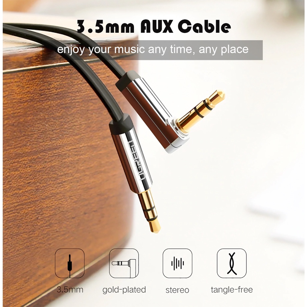 Cáp Âm Thanh HiFi 3.5mm Dây Dẹp Cao Cấp, UGREEN AV119 Chính Hãng