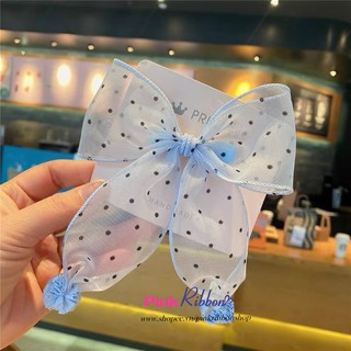 *(GIÁ 1M) Ruy băng voan viền bô đê chấm bi 5cm làm nơ kẹp tóc, phụ kiện thời trang, trang trí DIY