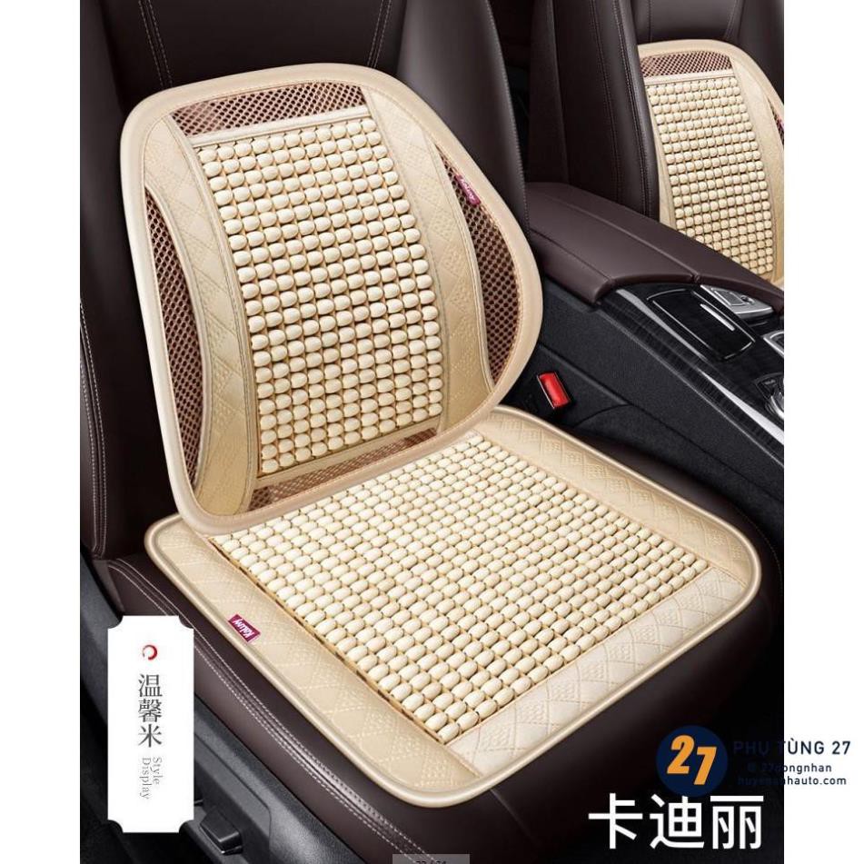 Lót ghế và tựa lưng hạt gỗ ô tô massage cao cấp chống nóng hiệu quả