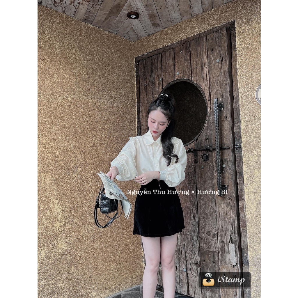 [ 𝐅𝐑𝐄𝐄 𝐒𝐇𝐈𝐏 ] SET SƠ MI CÔNG SỞ CHÂN VÁY NHUNG CHỮ A