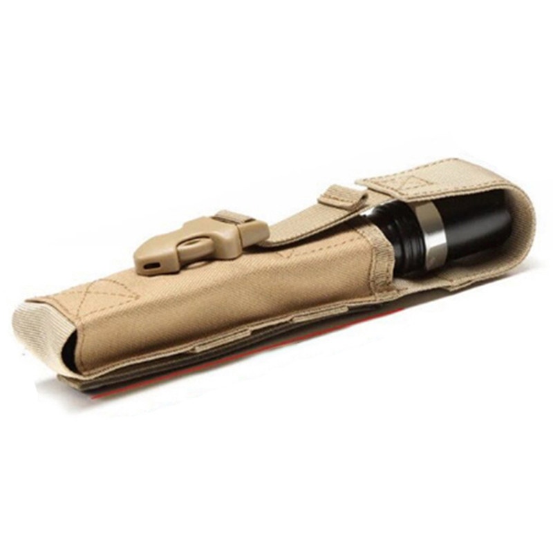 Túi đựng đèn pin bằng da + nylon phong cách quân đội tiện dụng cho cắm trại/ săn bắn