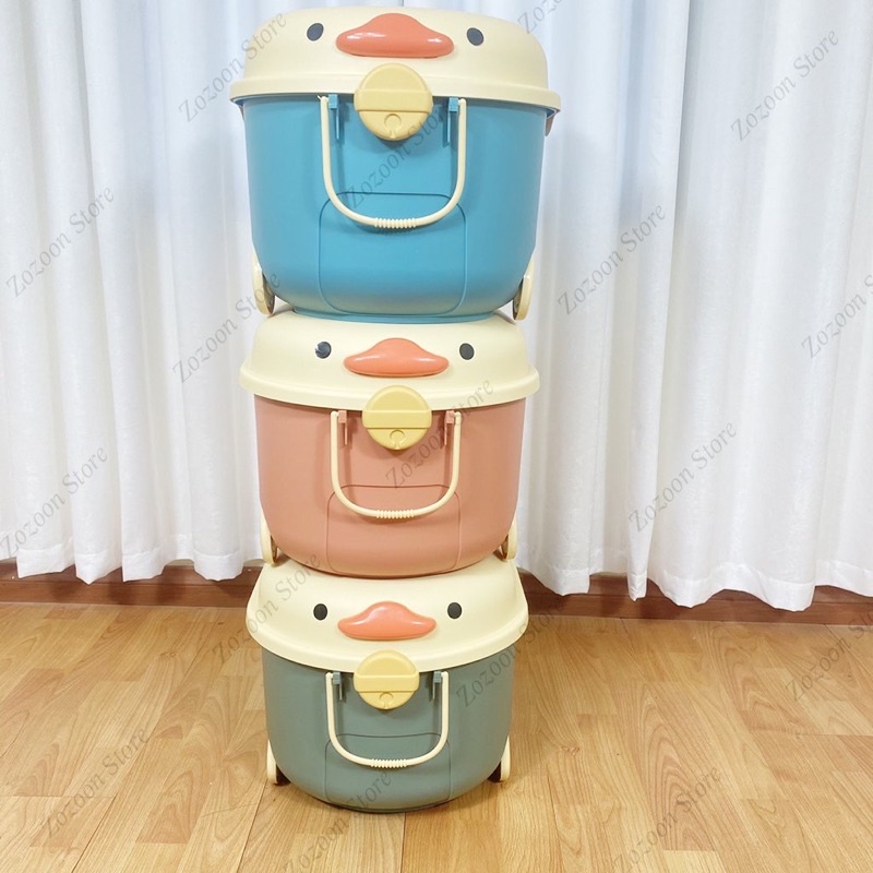 Thùng đựng đồ chơi cho bé hình vịt heo có bánh xe