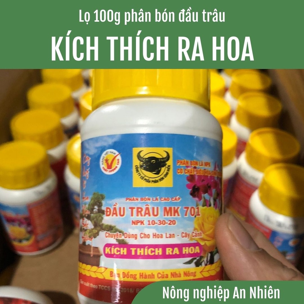 Lọ 100g Phân bón chính hãng đầu trâu MK 701 kích hoa thúc trái, ủ mầm hoa