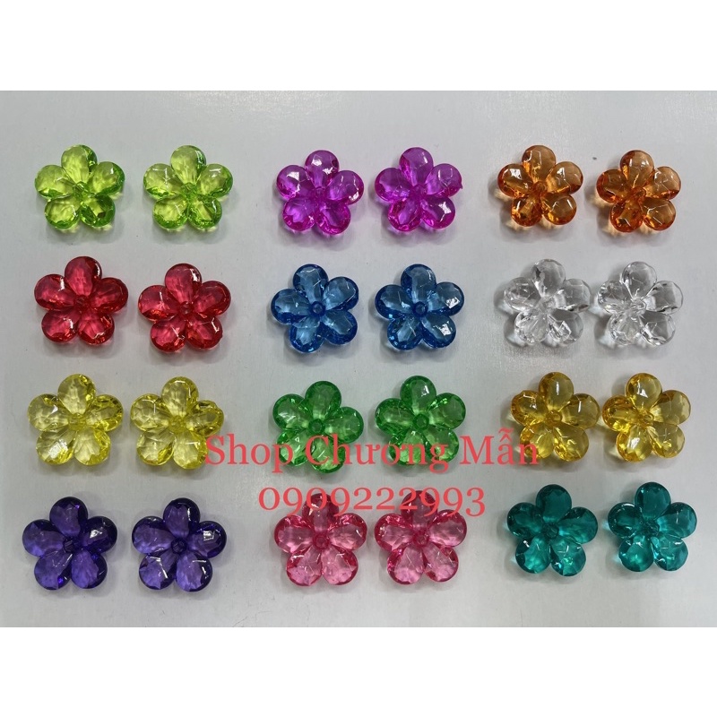 100G Bông Treo 5 Cánh Pha Lê Nhựa 28mm Giá Sỉ