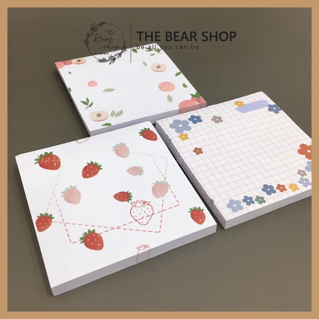 Giấy ghi chú - Giấy note vuông - 80 tờ họa tiết dễ thương quà 8 tháng 3 - The Bear Shop