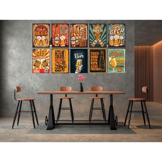 Tranh thiếc Nam Châm vintage Quán Beer