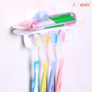 IE❤Toothpaste Toothbrush Holder Wall Mount Bathroom Suction Hanging Storage Shelf