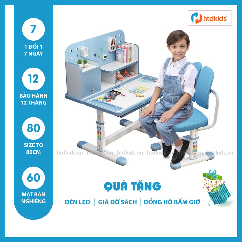 ( Tặng Đèn học tích điện + giá sách + Đồng hồ ) Bộ bàn ghế học sinh thông minh chống gù chống cận cho học sinh tiểu học