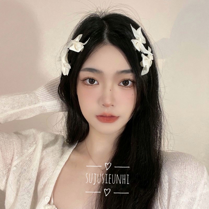 (3 màu) Kẹp tóc nhỏ đính nơ thắt ngược dễ thương/ cặp tóc lolita xinh xắn cho nữ