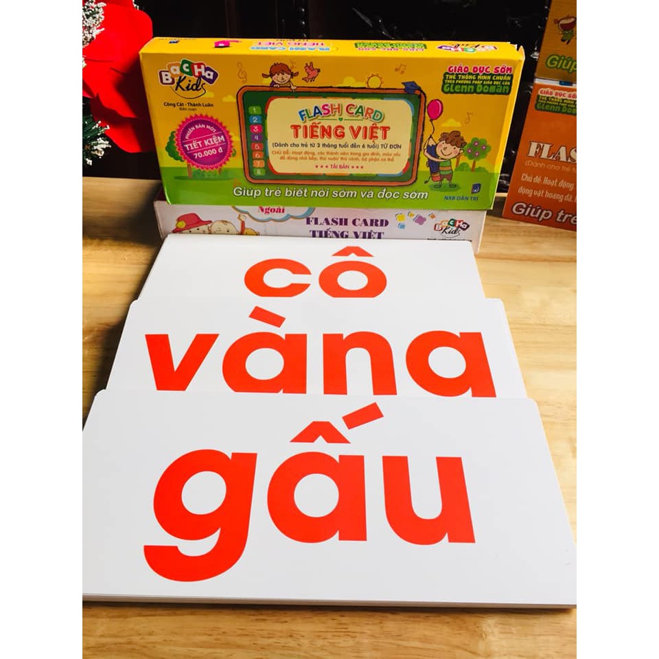 Bộ thẻ Tiếng Việt dạy trẻ đọc sớm -Từ đơn kích thước 13 x 30 cm